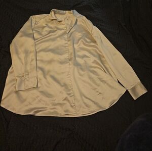 White silk button up shirt